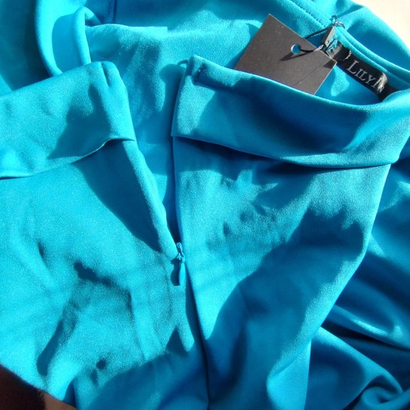 LILYIN (M) Elegant one Shoulder Ruched Banded Waist Slit Cocktail Pencil Dress - Picture 7 of 9